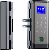 Smart Glass Door Fingerprint Lock, 1.77‑Inch Screen 3*4 Touch Keypad,  IC Card, Password & Emergency Key, Battery‑Operated Glass Sliding Door Lock
